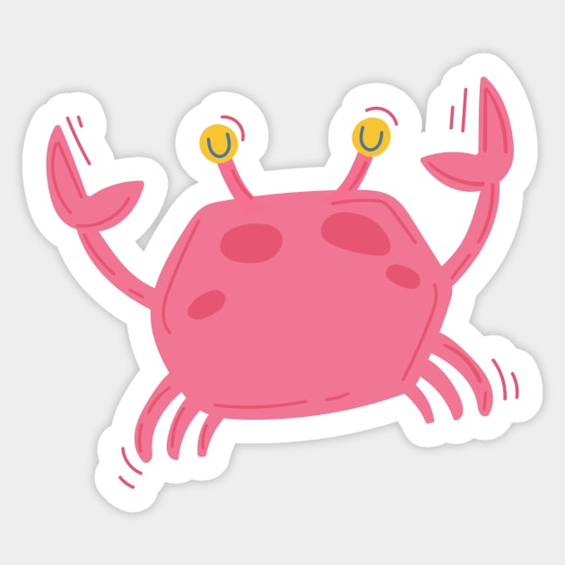 Pink crab in cartoon style Sticker by Winterbirth